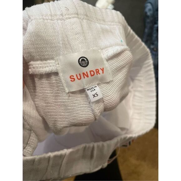 Anthropologie sundry cotton cropped wide leg draw string white pants size XS - Picture 3 of 4